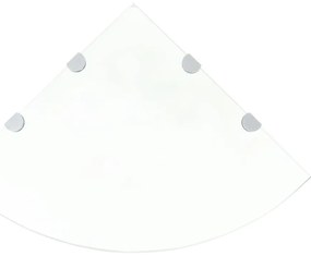 Scaffali Angolari 2 Pz Supporti Cromati E Vetro Chiaro 45x45 Cm /