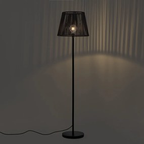 Lampada da terra per esterni nera con paralume in corda nera IP44 - Virginia Jayla