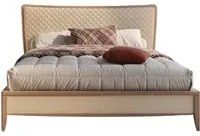 Letto matrimoniale legno testata trapuntata beige l.184 p.210 h.121 - Mobili 2G