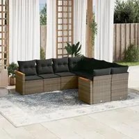 Set Divano da Giardino 8 pz con Cuscini Grigio in Polyrattan 3226557