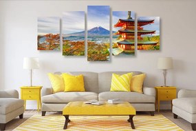 Quadri 5 pezzi – Vista sulla Pagoda Chureito e sul Monte Fuji