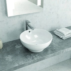 Lavabo da appoggio rotondo 40cm in ceramica bianca |Litos-340 - KAMALU