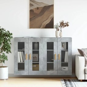 Armadietti A Parete 2 Pz Grigio Cemento İn Legno Multistrato /
