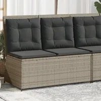 Panca Reclinabile Giardino con Cuscini Grigio Chiaro Polyrattan 368969