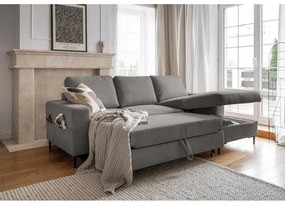 Divano letto in velluto a coste grigio (angolo destro) Lofty Lilly - Miuform
