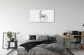 Quadro vetro acrilico Unicorno bianco 100x50 cm