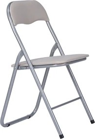 Sedia in metallo pieghevole seduta ecopelle TORTORA SET 2 PEZZI