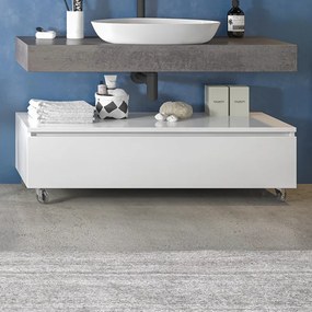 Composizione bagno 120 cm con mobile a terra e mensolone grigio pietra | KAM-KK1203G - KAMALU