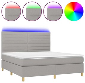 Letto a molle materasso e led grigio chiaro 160x200 cm tessuto