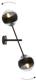 Applique Contemporaneo Yama Acciaio Nero 2 Luci E14 Ip20