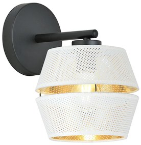 Applique Contemporanea 1 Luce Enea In Metallo Bianco E Oro