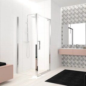 Box doccia con ingresso frontale Lead L 100 x H 200 cm vetro senza finitura / trasparente profilo cromato
