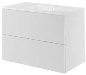 Mobile da bagno sospeso sotto lavabo L 90 x H 64 x P 48 cm bianco laccato, 2 cassetti SENSEA Neo