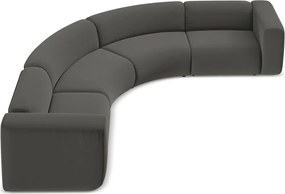 Divano angolare grigio con rivestimento in velluto Ekahi – Makamii