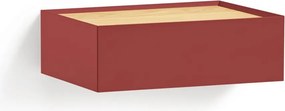 Comodino rosso con piano effetto rovere da parete Arista – Teulat