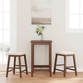 Sedie Da Bar Con Cuscini 2pz Marrone Legno Massello Di Hevea /