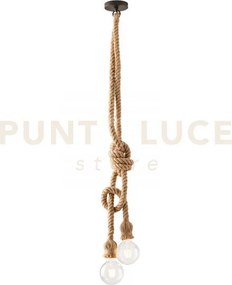 Lampadario industrial  a sospensione rope canapa 2 luci attacco e27...