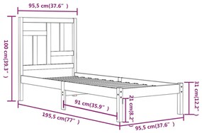 Giroletto in Legno Massello di Pino 90x190 cm Single