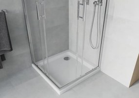 Mexen Rio cabina doccia quadrata 90 x 90 cm, trasparente, cromo + piatto doccia Flat, bianco - 860-090-090-01-00-4010