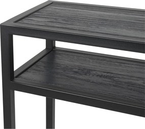 Tavolo consolle nero con piano in rovere massiccio 30x120 cm Daniël – Spinder Design