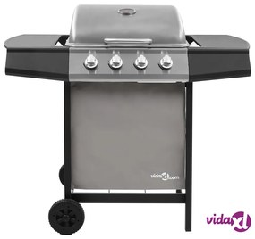 vidaXL Griglia Barbecue a Gas con 4 Bruciatori Nero e Argento