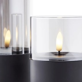Brilliant - Set di 3 candele LED BOUGIE LED/2xAA IP44 nero/fumé