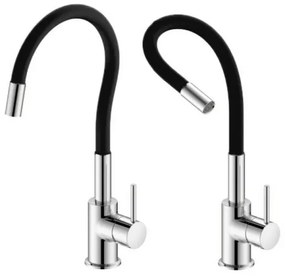 Miscelatore cucina lavello e lavanderia nero canna alta orientabile snodata Snake