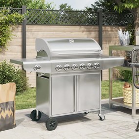 Griglia Barbecue A Gas Con 7 Bruciatori Argento İn Acciaio /