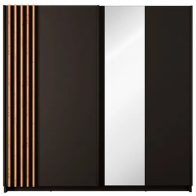 Armadio 200x200h Cm 2 Ante Scorrevoli Con Specchio Nero Listelli Rovere Bayadero