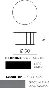 Tavolino tondo D60 cm con base in metallo Nero e piano in vetro Fumč MUTE