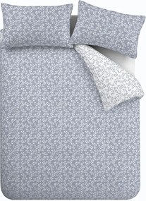 Biancheria da letto singola in cotone blu e bianco 135x200 cm Shadow Leaves - Bianca