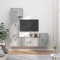 Set di Mobili Porta TV 5 pz Grigio Cemento in Legno Multistrato 3188626