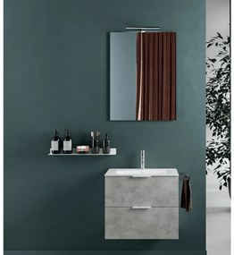 Mobile Bagno Sospeso 60 Cm Due Cassetti Specchio Con Lampada Led 80x60 Cm Italbagno "Chiara"