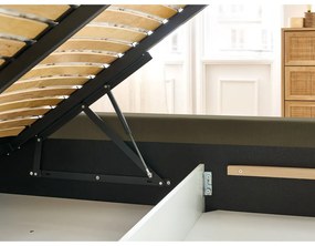 Letto matrimoniale imbottito verde scuro con contenitore con griglia 160x200 cm Jagna - Bobochic Paris