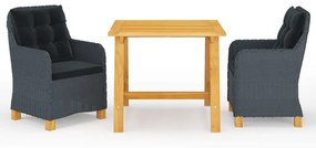 Set Mobili Da Pranzo Per Giardino 3 Pz Grigio Scuro /