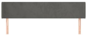 Testiera ad orecchio grigio scuro 183x16x78/88 cm in velluto