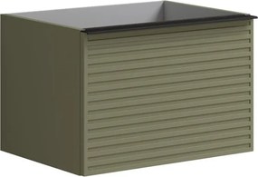 Mobile da bagno sospeso sotto lavabo L 60 x H 40 x P 45.5 cm verde salvia, 2 cassetti Pixel stripes