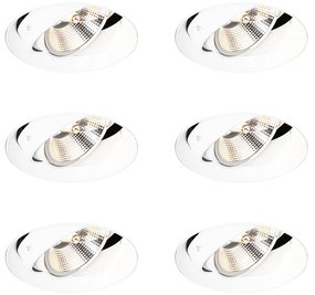 Set di 6 faretti da incasso moderni bianchi GU10 AR111 rotondi senza cornice - Oneon