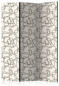 Paravento Geometria arrotondata (3 parti) - disegno moderno su sfondo chiaro