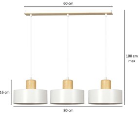 Lampadario a Sospensione in Acciaio e Legno TORIN 3 Nero 3xE27