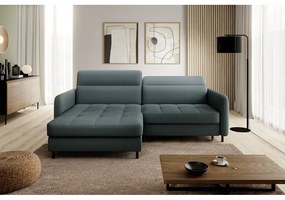 Divano angolare verde polveroso allungabile/con contenitore (con penisola a sinistra/con chaise lounge) e rivestimento in velluto Gomsi – ELTAP
