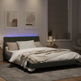 Giroletto con luci led grigio chiaro 140x200 cm in velluto