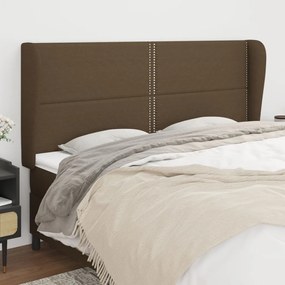Testiera Ad Orecchio Marrone Scuro 183x23x118/128 Cm İn Tessuto /