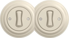 Kliklap - Interruttore unipolare doppio in stile retrò con cornice n. 1, beige