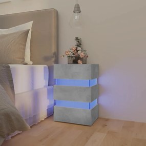 Comodino con led grigio cemento 45x35x67cm in legno multistrato