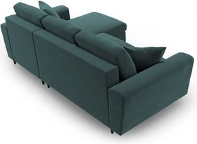 Divano angolare color petrolio allungabile e con contenitore con rivestimento in velluto Kyoto – Cosmopolitan Design