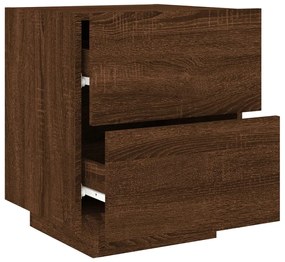 Comodini con Luci LED 2pz Rovere Marrone in Legno Multistrato