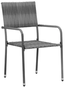Set da pranzo per esterni 7 pz in polyrattan grigio