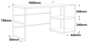 Scrivania Industrial Con Ripiani Laterali 160x60x75H Rovere E Antracite Voyage DX