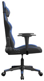 Sedia da gaming massaggiante nero e blu in similpelle